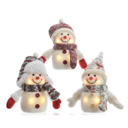 DECORIS LED Assorted Plush Snowman Indoor Christmas Decor 481957